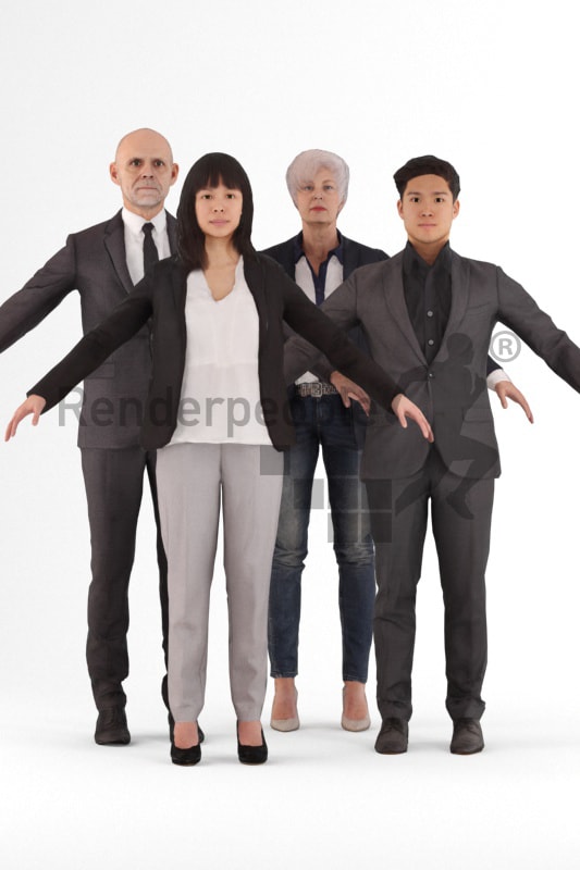 bundle of rigged business 3d people