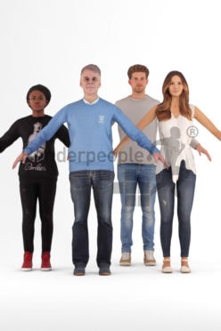 bundle of rigged casual 3d people