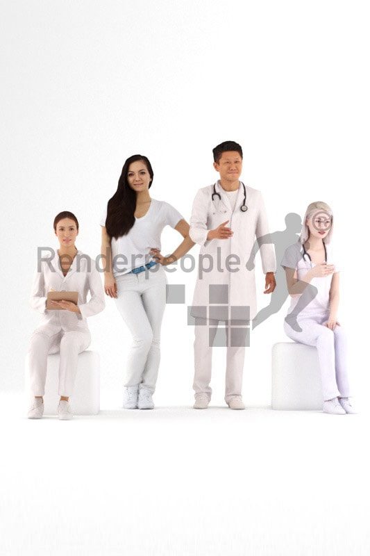 3d people bundle, rigged people in A Pose