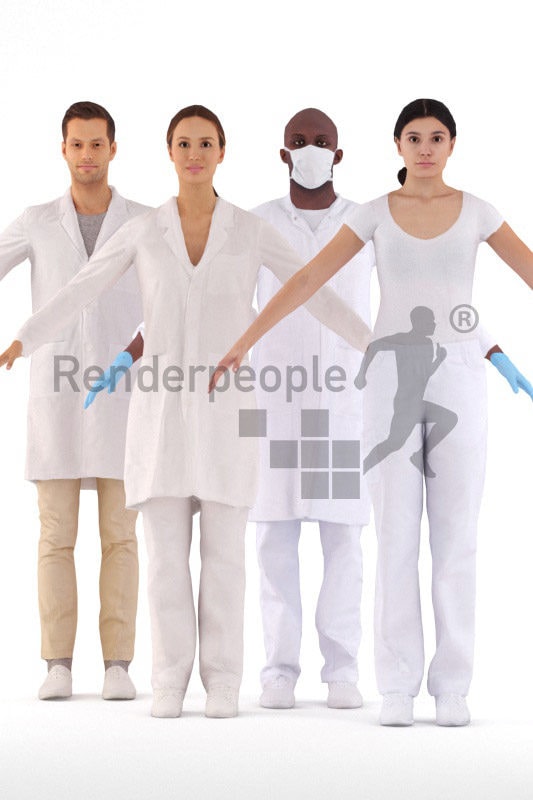 3d people healthcare, white 3d woman rigged