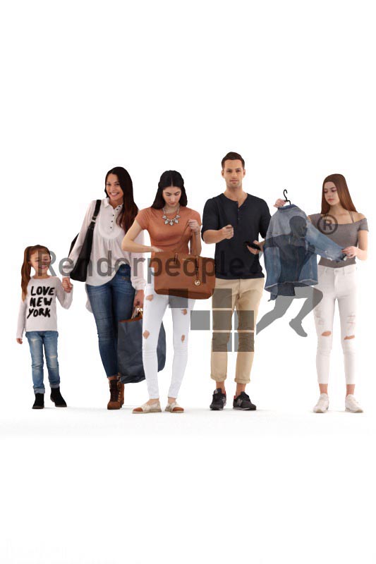 bundle of casually dressed. shopping 3d people
