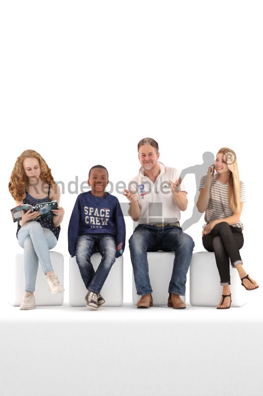 bundle of sitting 3d people