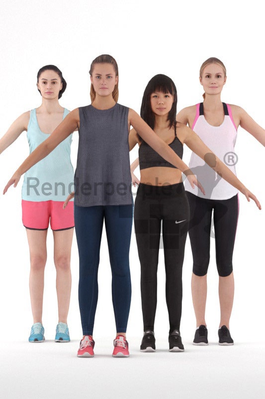 3d people sports, 3d woman rigged bundle