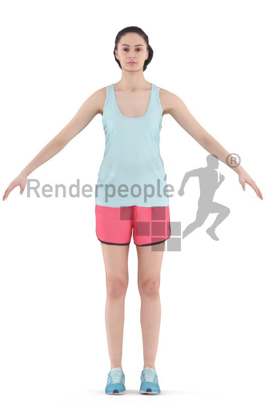 3d people sports, 3d white woman rigged