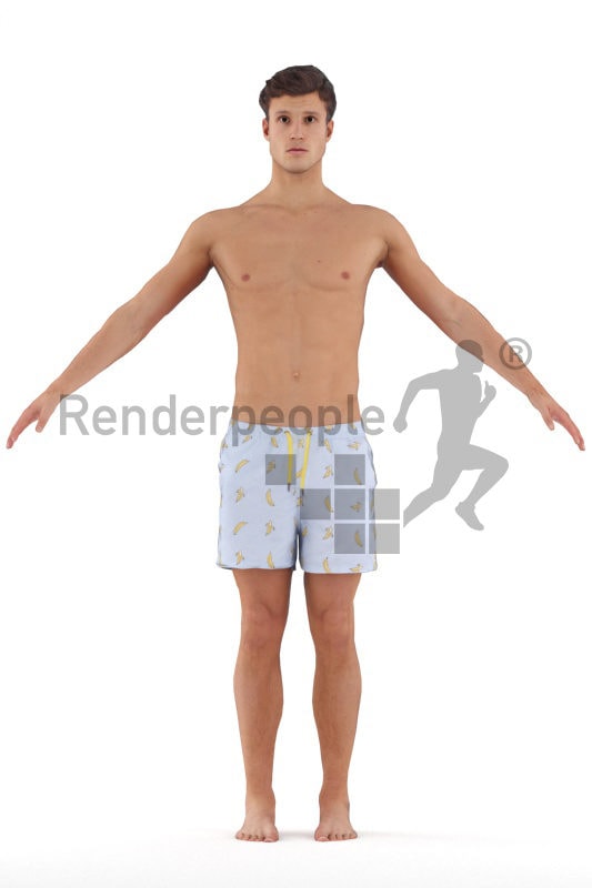 3d people beach/pool, 3d people white man rigged
