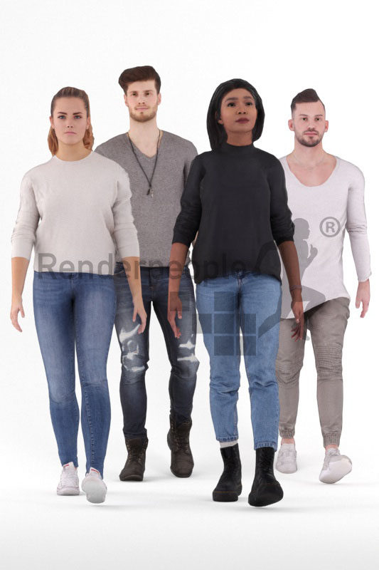 3D People model for animations – bundle casual people, walking