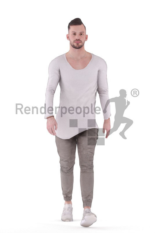 3D People model for animations – european man daily outfit, walking
