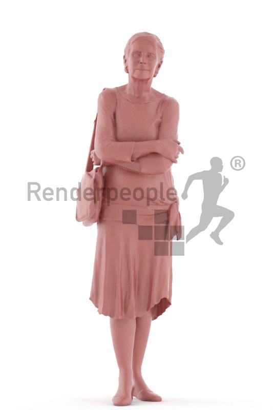 3d people casual, best ager woman standing with her arms crossed