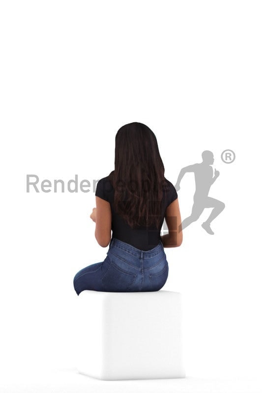 3D People model for 3ds Max and Maya – black woman, sitting and communicating