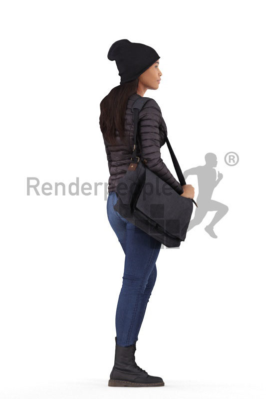 3D People model for 3ds Max and Sketch Up – black woman standing, outdoor