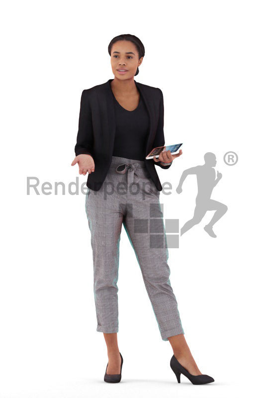 3D People model for 3ds Max and Blender – black woman in business suits, doing a presentation