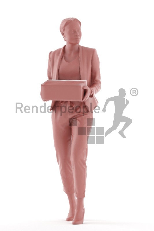 3D People model for 3ds Max and Blender – black woman in business suits, walking