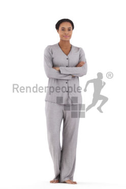 3D People model for 3ds Max and Blender – black woman in sleep wear