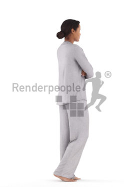 3D People model for 3ds Max and Blender – black woman in sleep wear