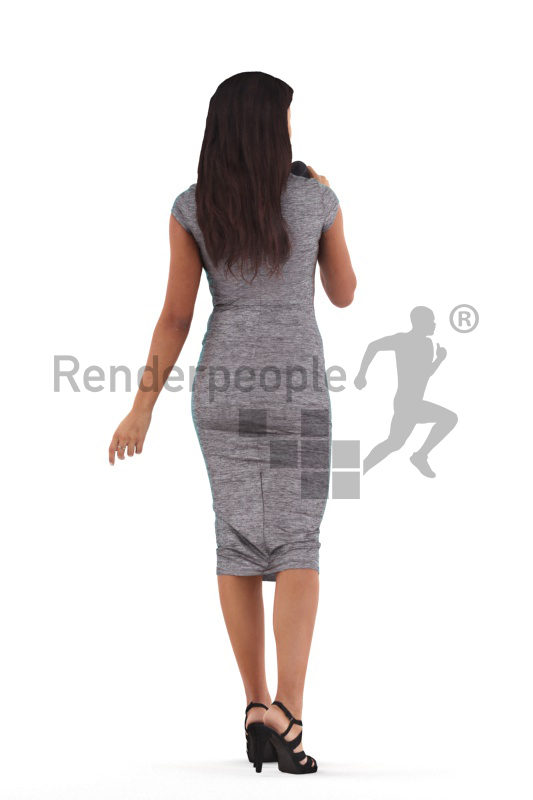 Scanned 3D People model for visualization – black woman, event, with microphone