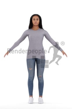 Rigged 3D People model for Maya and 3ds Max – black woman, casual