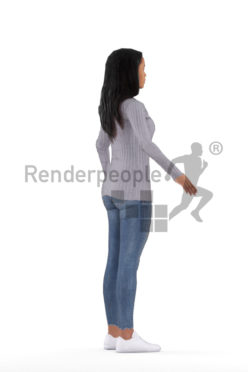Rigged 3D People model for Maya and 3ds Max – black woman, casual