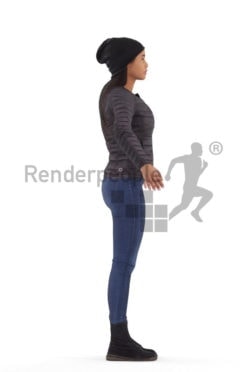 Rigged 3D People model for Maya and 3ds Max – black woman outdoor