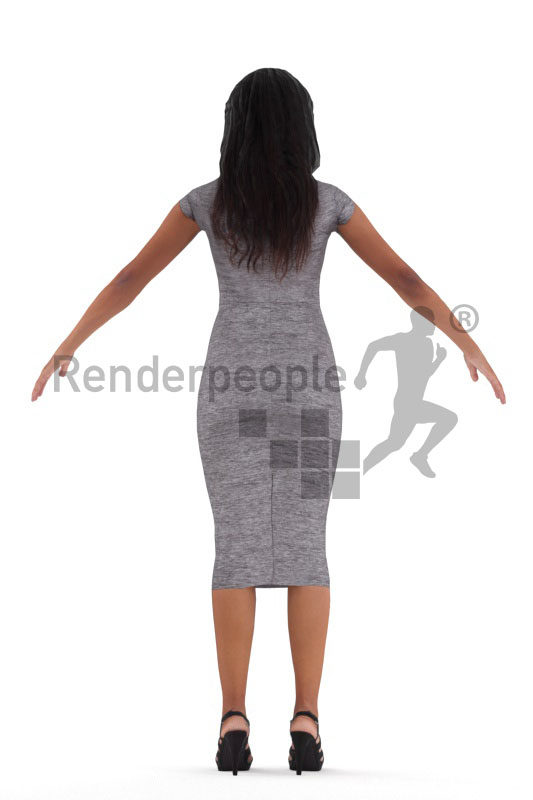 Rigged human 3D model by Renderpeople – black woman in event look