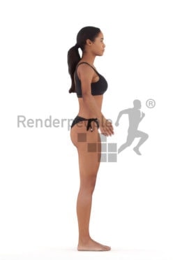Rigged 3D People model for Maya and 3ds Max – black woman in bikini