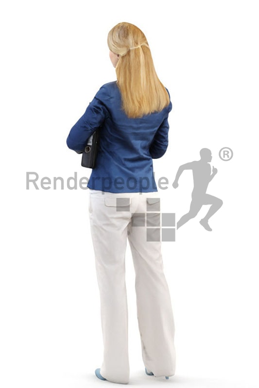 3d people business, white 3d woman with a folder