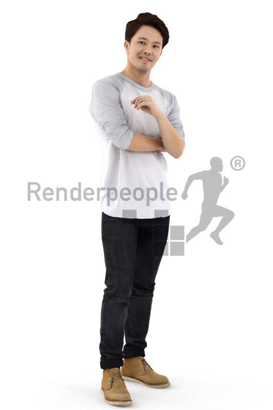 3d people casual, asian 3d man standing