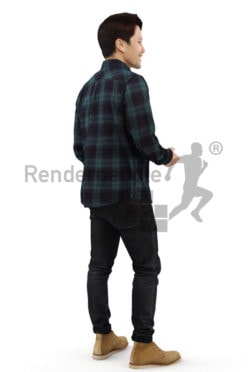 3d people casual, asian 3d man standing and smiling