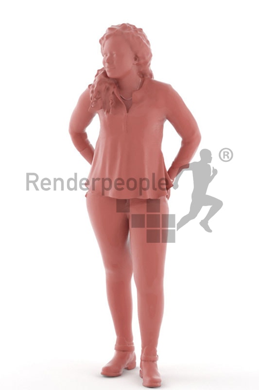 3d people casual, black 3d woman standing