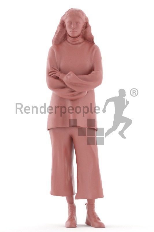 3d people casual, white 3d woman standing