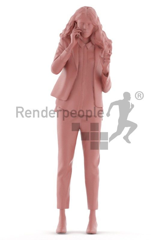 3d people business, white 3d woman standing and discussing