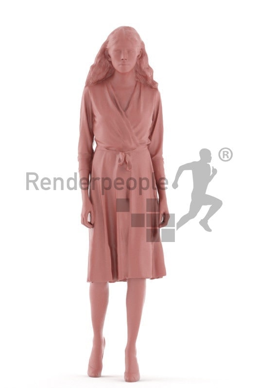 3d people event, white 3d woman walking