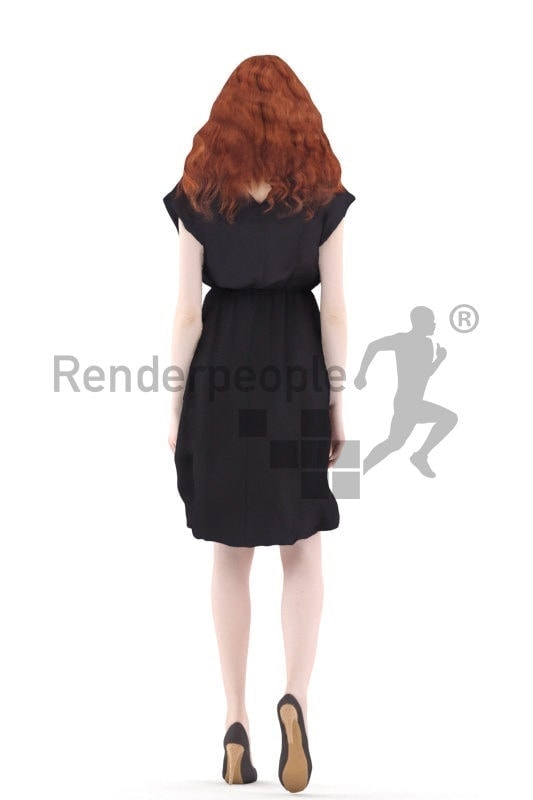 3d people event, white 3d woman walking