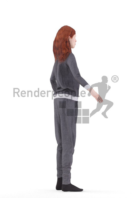 Rigged 3D People model for Maya and 3ds Max, white woman, sleepwear