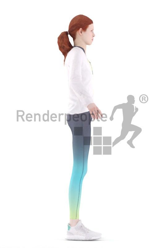 3d people sports, rigged woman in A Pose