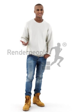 3d people casual, black 3d man standing and talking