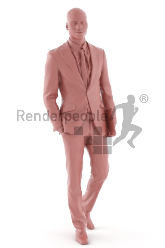 3d people business, black 3d man wearing a suit and carrying a laptop