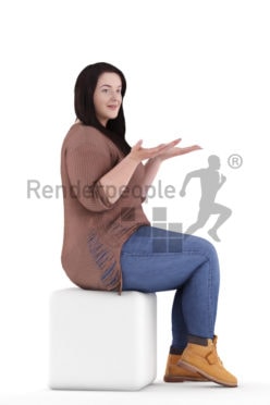 3d people casual, white 3d woman sitting and discussing