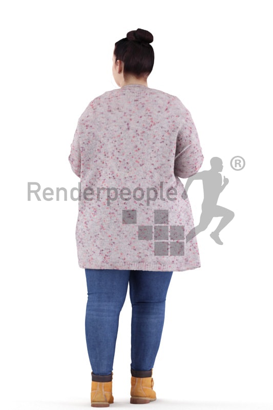 3d people casual, white 3d woman walking and calling