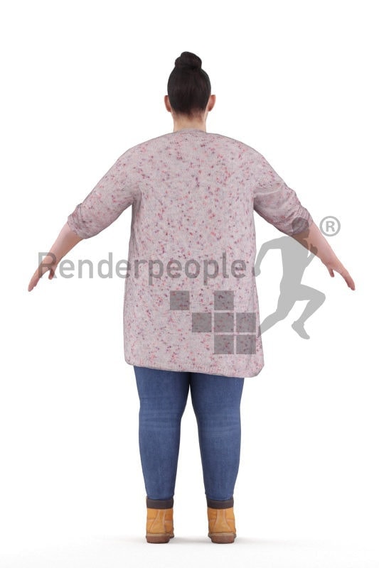Rigged 3D People model for Maya and Cinema 4D – european woman in a casual cardigan