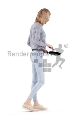 3D People model for 3ds Max and Sketch Up – "european woman, chopping something