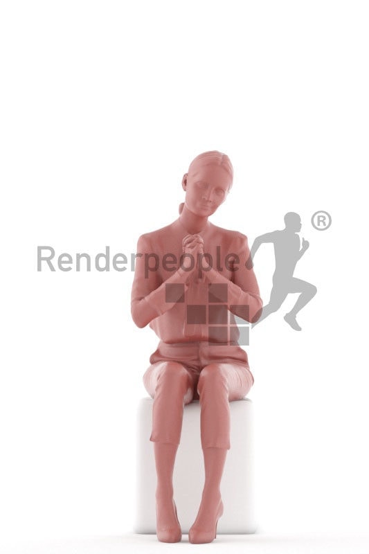 3d people business,3d white woman, sitting
