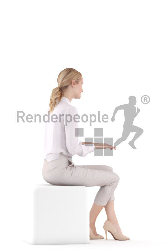 3d people business,3d white woman, sitting and typing