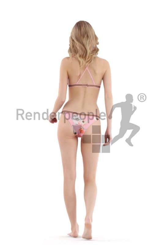 Photorealistic 3D People model by Renderpeople – european woman walking in bikini