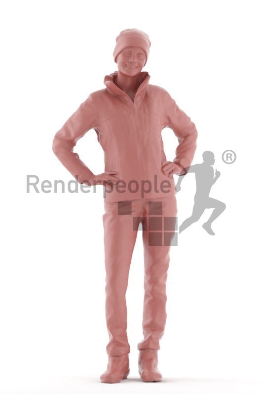 Scanned human 3D model by Renderpeople – european woman in skiing dress