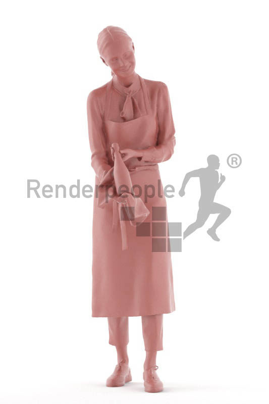 3D People model for 3ds Max and Cinema 4D – white woman, gastronomy serving wine