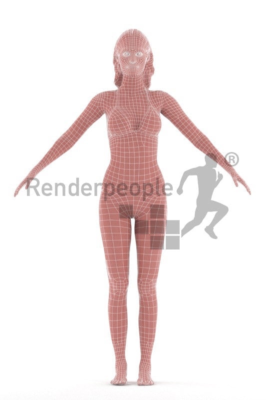 Rigged 3D People model for Maya and 3ds Max – european woman in bikini