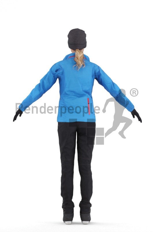 Rigged 3D People model for Maya and Cinema 4D – european woman in skiing outfit
