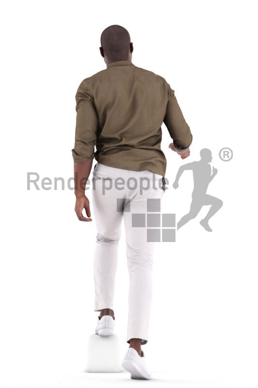3D People model for 3ds Max and Maya – black man in smart casual look, walking upstairs