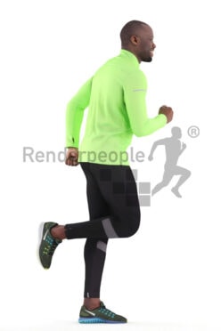 Scanned 3D People model for visualization – black man jogging in sports clothes
