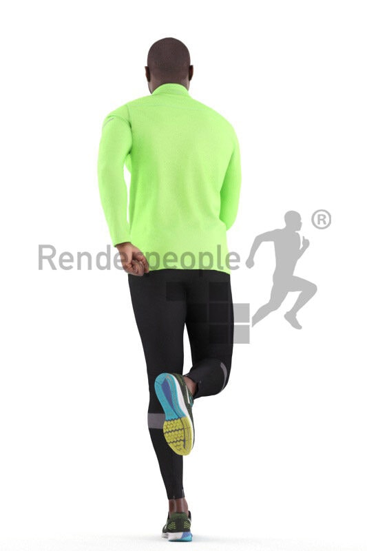 Scanned 3D People model for visualization – black man jogging in sports clothes